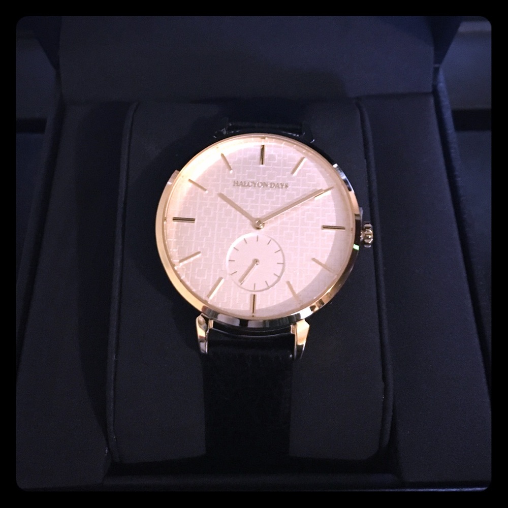 Halcyon Days Maya Sport Black & Gold Watch -NWT